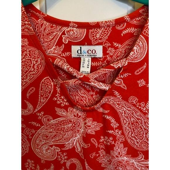 D & Co Denim & Co Womens Sleeveless Orange/White Size Small Front Detail - Picture 4 of 6